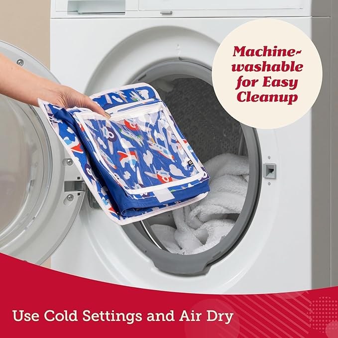 Lusso Gear Airplane Tray Table Cover - Organize Kids Travel Essentials - Snack & Toy Pockets for Airplane Toys for Toddlers 1-3 - iPad and Tablet Stand for Travel Toddler Essentials (Unicorns)