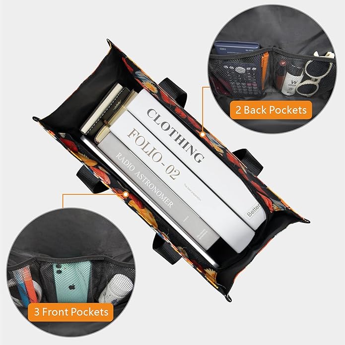 TOPDesign Utility Water Resistant Tote Bag with 13 Pockets, Top Zipper Closure & Thick Bottom Support, for Working Women