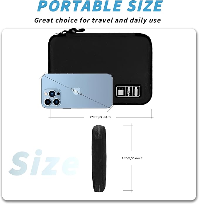 Electronics Organizer,Travel Cord Organizer Pouch, Portable Cable Organizer Bags,Travel Electronic Accessories Storage Case for Cables, Cords, Charger, Phone (Black)