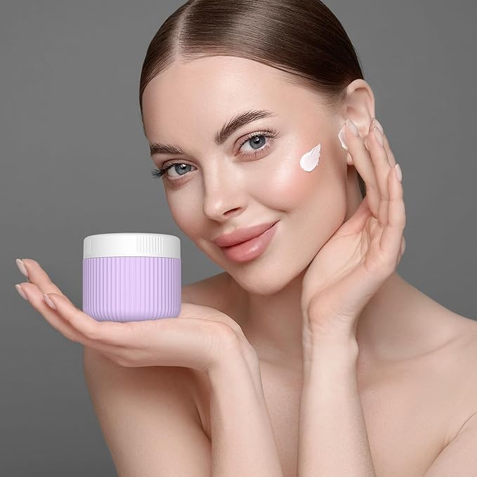 ME.FAN Travel Containers for Toiletries, TSA Approved 2 oz Silicone Cream Jars, Leak-proof Journey Containers, Trip Accessories with Lid for Cosmetic Face Hand Body Cream 4 Pack White Lid Bright