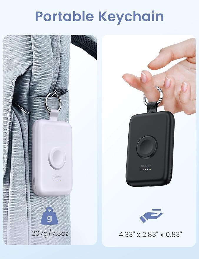 RORRY Portable Charger, 10000mAh PD 20W Fast Charging Portable Charger Power Bank with Built in Cables, Travel Battery Pack for iPhone 17/16/15/14/13/12 and Apple Watch Ultra/11/10/9/8/7/6/5, Purple