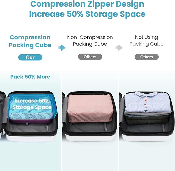 Cambond Compression Packing Cubes for Travel Women - Travel Bags Luggage Organizers Travel Essentials Compression Cubes for Travel Carry on Suitcases Organizer