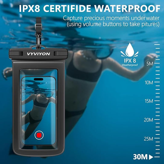 Waterproof Phone Pouch Case 2Pack, IPX8 Cellphone Dry Bag for iPhone 16 15 14 13 12 11 Pro Max & Samsung S25 , Beach Cruise Ship Essentials Waterproof Phone Case Up to 7 inches with Lanyards