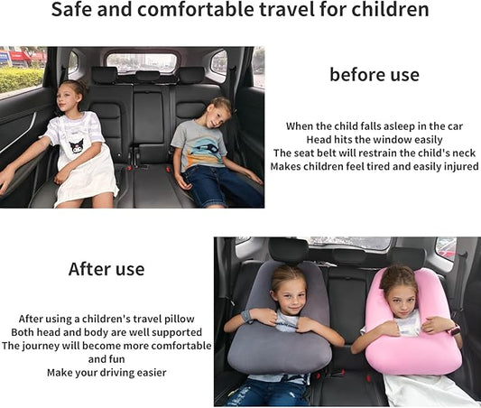 Travel Pillow, Travel Pillow for Adults and Children, Sleeping Pillow for Road Trips, Head and Body Support for Adults and Children in The Back Seat on Long Car Trips, Sage Green