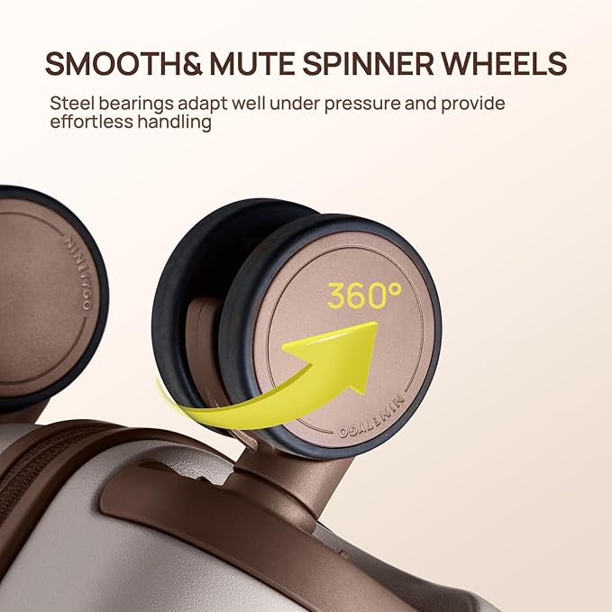 NINETYGO Carry On Luggage 22x14x9 Airline Approved, 20 Inch Suitcase with Front Compartment & Cup Holder, Coffee-Infused PC Hard Shell, Eco-Friendly, TSA Lock, 360° Spinner Wheels (Oats White)