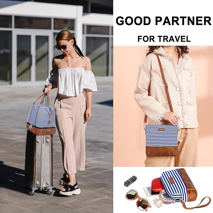 IBFUN Weekender Bags for Women - 21" Travel Duffle with Shoe Compartment - Carry On Overnight Duffel for Weekend Travel & Business Trips, 3PCS