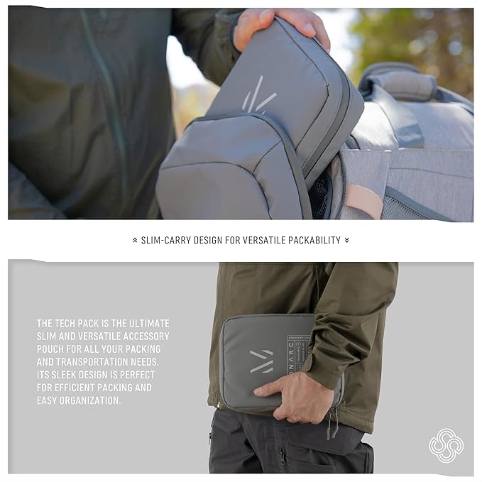 Monarc - Tech Pack, Made Using 8 Recycled Plastic Bottles, Cable & Camera Accessory Organizer, Toiletry bag, Water Resistant Materials (Grey)