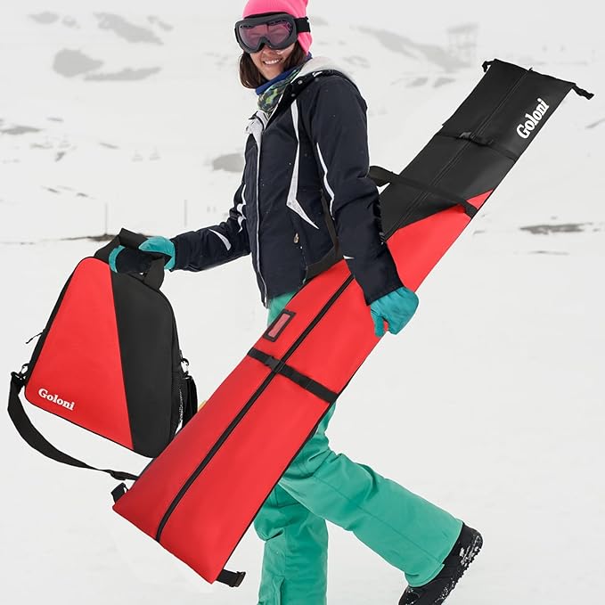Goloni Ski Bag and Boot Bag Combo,Ski Bags for Air Travel,Snowboard Bag Fits for Skis Up to 180 CM and Boots Up To Size US13