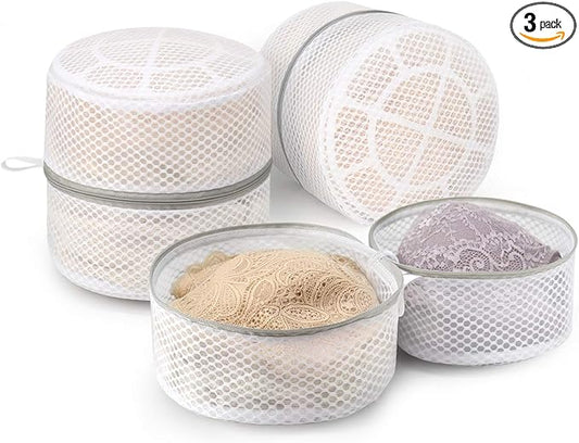 Muchfun 3Pcs Bra Wash Bags, Honeycomb Mesh Laundry Bags for Delicates, Lingerie, Intimates and Underwear 8 x 8 x 8 Inches