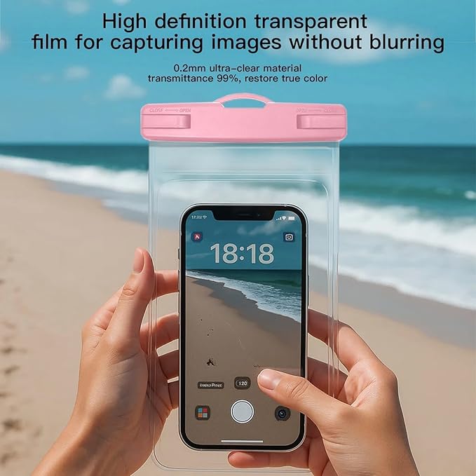 1/2 Pack Waterproof Phone Pouch Compatible with iPhone 17 16 15 Pro Max & Galaxy S24+/S23 7in Waterproof Phone Case, IPX8 Beach Travel Must Haves, Beach Essentials, Peach Pink, 1 Pack