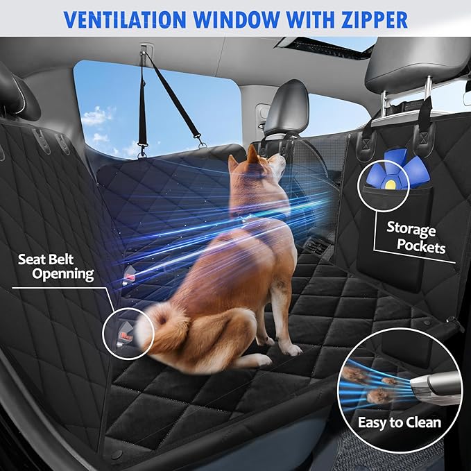 Back Seat Extender for Dogs-with Removable Soft Blankets, Hard Bottom Dog Car Seat Cover for Back Seat, Sturdy Backseat Extender for Dogs, Waterproof Dog Hammock for Car, SUV