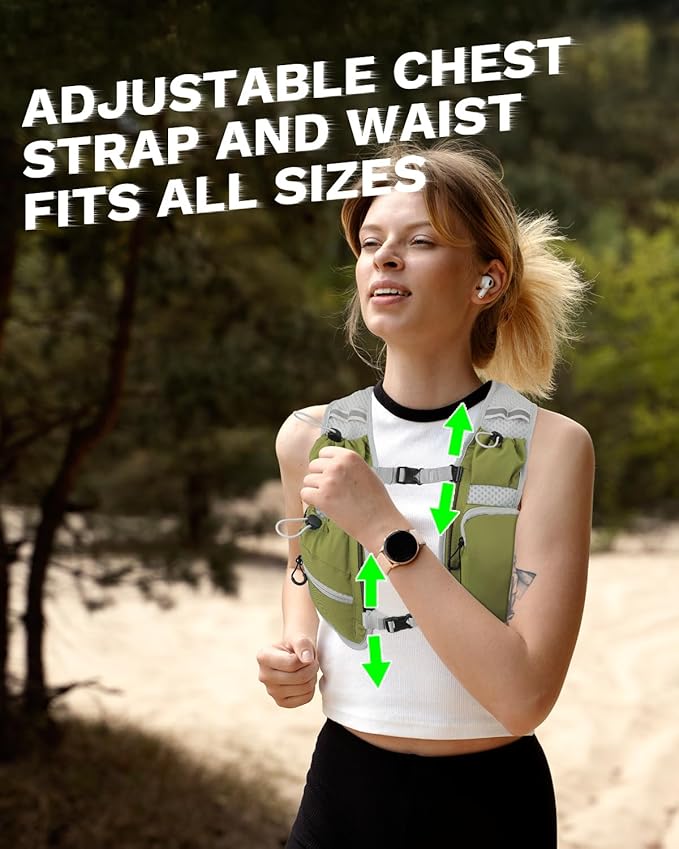 Running Vest for Women and Men, Hydration Running Backpack, Runners Vest, Hydration Vest, with Front Phone Holder, Adjustable Chest and Waist Strap
