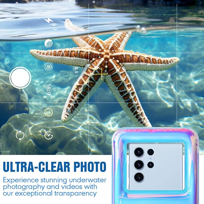 Waterproof Phone Pouch Floating for Beach Essentials, IPX8 Underwater Cell Phone Holder with Lanyard for iPhone 16 15 14 Pro Max, Galaxy S24/23/22 (Iridescent - [10 inch], Extra Large [10inch])