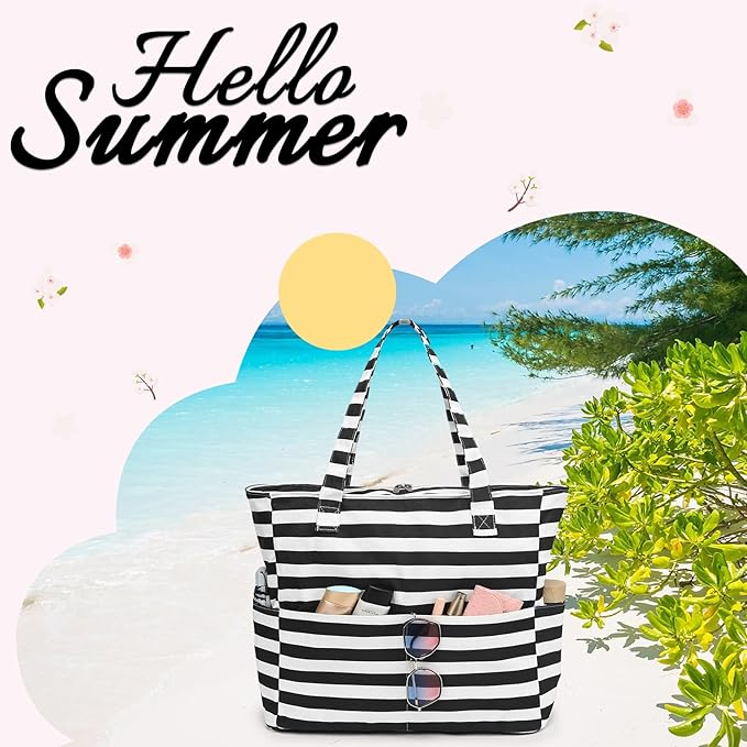 Beach Pool Bags Tote for Women Ladies Large Gym Tote Carry On Bag With Wet Compartment for Weekender Travel Waterproof