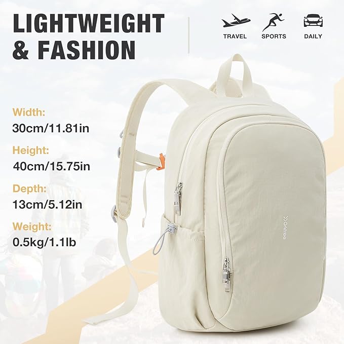 G4Free 15L Hiking Backpack, Bookbag for Students, Lightweight Water Resistant Daypack for Travel School College Women Men (Beige)
