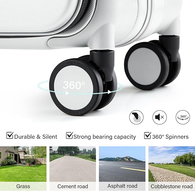 Hanke Top Opening 24 Inch Luggage with Spinner Wheels, Aluminum Frame All-PC Hard Shell Medium Suitcase, Zipperless Trunk Wide Handle Luggage, TSA Checked-Medium(Smoke White, 69L)