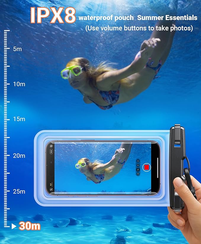 【2 Pack】Coolpow Waterproof Phone Pouch【Easy Lock & Heavy Duty】IPX8 Water Proof Cell Phone Dry Bag for Beach Vacation Waterproof Phone Case With Lanyard Protector for iPhone 17 Samsung All 4-7" Phone