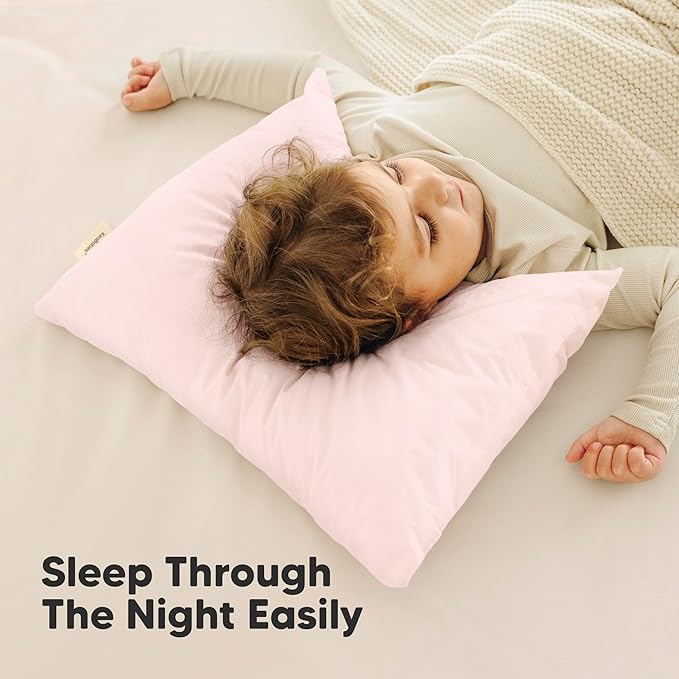 KeaBabies 2-Pack Toddler Pillow 14x20 - Soft Organic Cotton Kids Travel Bed Pillows for Sleeping, School, Nap, Machine Washable, Toddlers 2 to 5, Pillowcase Sold Separately (Mist Pink)
