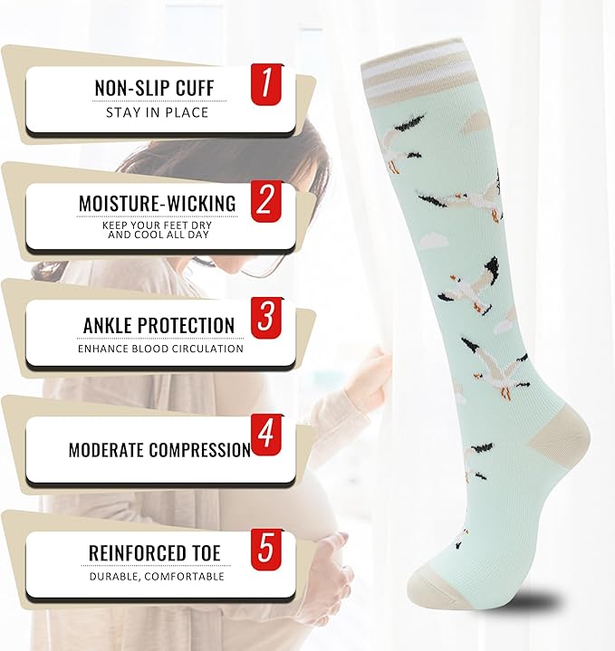 fenglaoda Compression Socks for Women Men 3 Pairs Graduated Compression Support Circulation Socks for Nurses