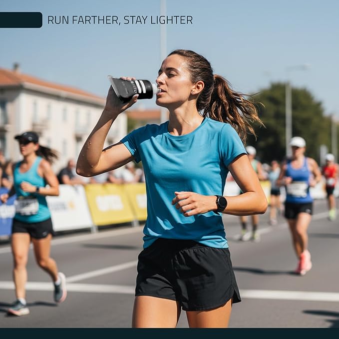 FITLY Soft Flask - Shrink As You Drink Soft Water Bottle for Hydration Pack - Folding Water Bottle Ideal for Running, Hiking, Cycling, Climbing & Rigorous Activity