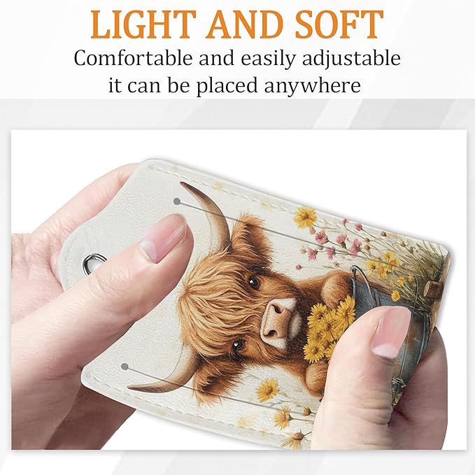 Highland Cow Luggage Tags for Suitcase 3 Pack, Privacy Cover ID Label with Stainless Steel Loop and Address Card for Travel Bag Suitcase