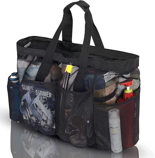 Extra Large Beach Bag Mesh Tote with Zipper and Pockets Ideal for Your Family Cruise/Beach Vacation Essentials