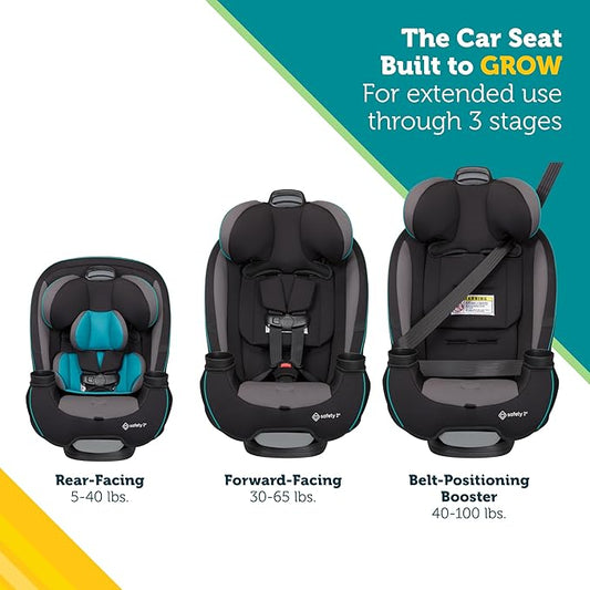 Safety 1st Grow and Go All-in-One Slim Convertible Car Seat, Rear Facing, 5-40 lbs, Forward Facing (30–65 lbs), High Back Booster Seat 40-100 pounds, Vineyard Girl
