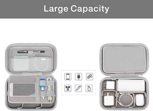 MOSISO Electronic Organizer Travel Case Compatible with MacBook Power Adapter, Compatible with Magic Mouse & Pencil, SD Card, USB Flash Disk with 4 Modular Insert & 2 Cable Tie & Snap Hook, Gray