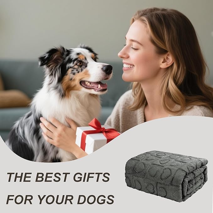 gogobunny Calming Plush Dog Cat Blanket 300GSM Coral Fleece, Ultra-Soft Machine Washable Pet Bedding for Small Medium Dogs Cats Puppies Kittens (Anthracite, 40x50)