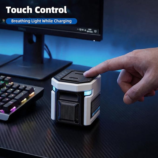 45W GaN Dual-USB-C Fast Charger - Mecha Robot Style with Touch-Sensitive Breathing Light, Foldable Plug for iPhone 17/16, iPad Pro, Galaxy S24, Pixel 9, Ultra Compact Travel Charger Tech Gift