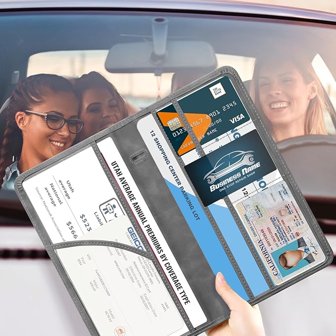 CoBak Car Registration and Insurance Holder - Vehicle Glove Box Car Organizer,Auto Truck Comparment Accessories Case with Magnetic Closure for Driver License,Cards