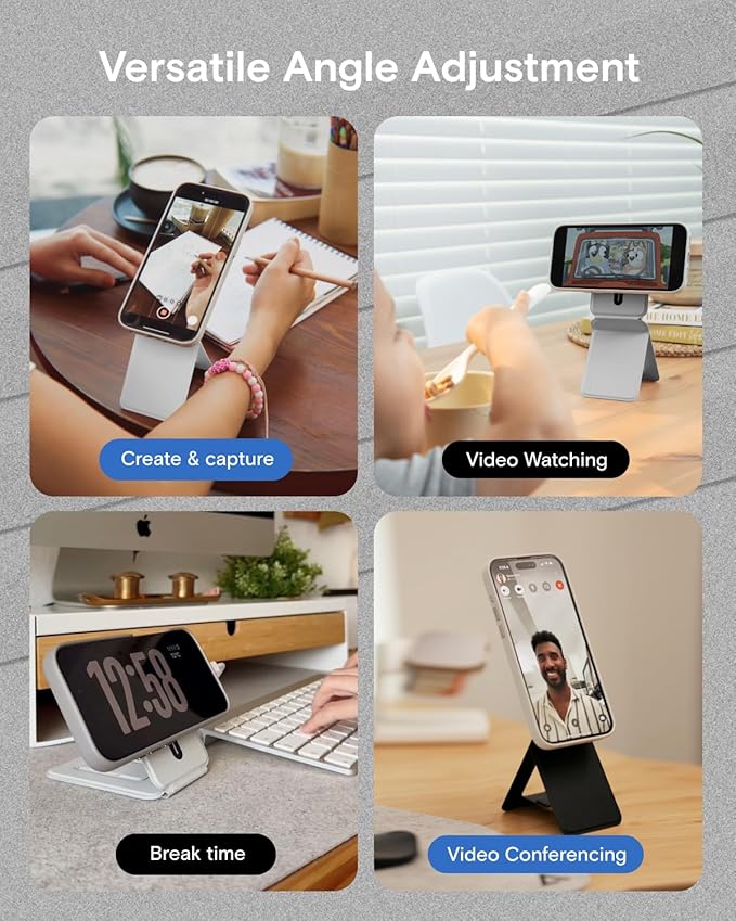 MOFT Phone Tripod Stand Selfie Stick for iPhone, Multi-Angles iPhone Stand, Lightweight & Portable Phone Holder, Strong Magnets, MOVAS Vegan Leather, Travel Essentials, Misty Cove (Without Card Slot)