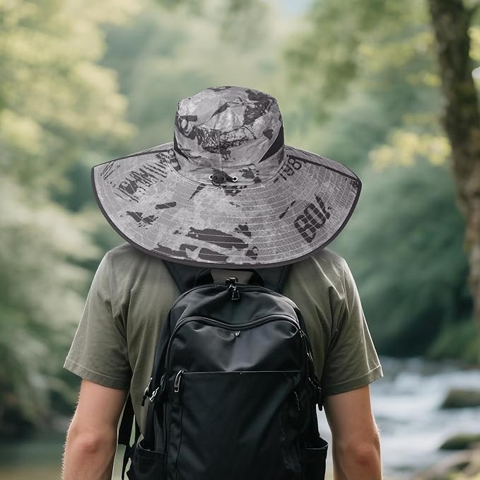 Super Wide Brim Fishing Hat for Men and Women,UPF50+ Waterproof Bucket Hat for Fishing, Hiking, Camping