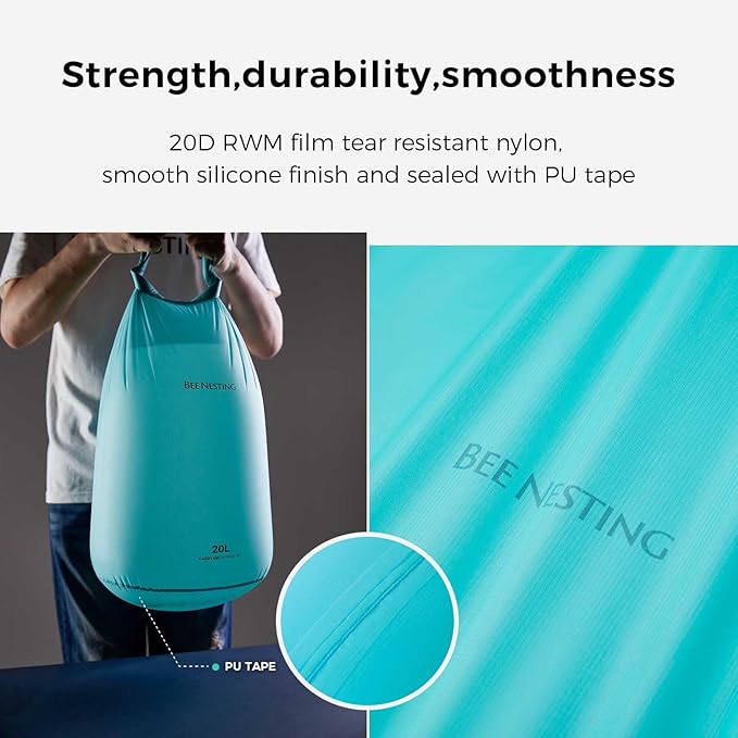 Bee Nesting Ultralight Dry Bag Set for Backpacking, Waterproof Dry Sack for Camping, Hiking, Motorcycle, Lightweight Stuff Sack Set of 3 Pack