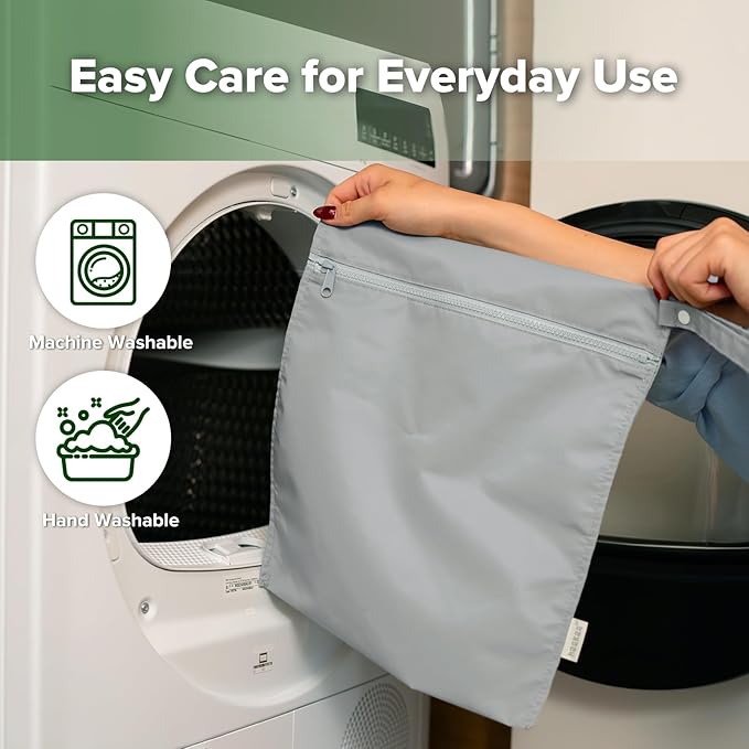 haakaa Waterproof Wet Bags for Baby, Wet Dry Bags for Diaper Bag, Travel, Swimsuit, Beach, Pool, Pump Parts, Stroller, Daycare,Yoga, Grey, 1pc