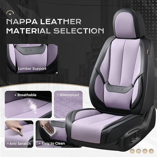 Coverado Seat Covers, Car Seat Covers Front Seats, Car Seat Cover, Car Seat Protector Waterproof, Car Seat Cushion Nappa Leather, Seat Covers Carseat Cover Universal Fit for Most Cars