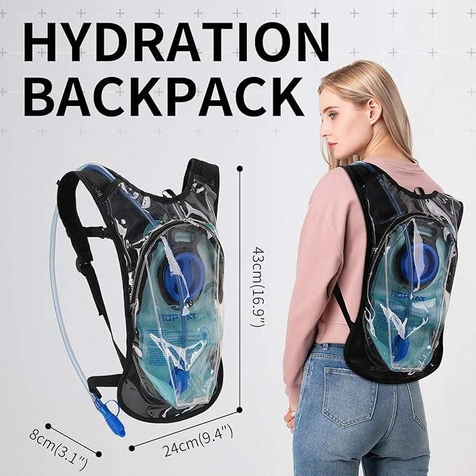 Roptat Hydration Backpack Pack with 2L Hydration Bladder - Lightweight Water Backpack Water Pouch for Women Men Running Riding Biking Music Festival