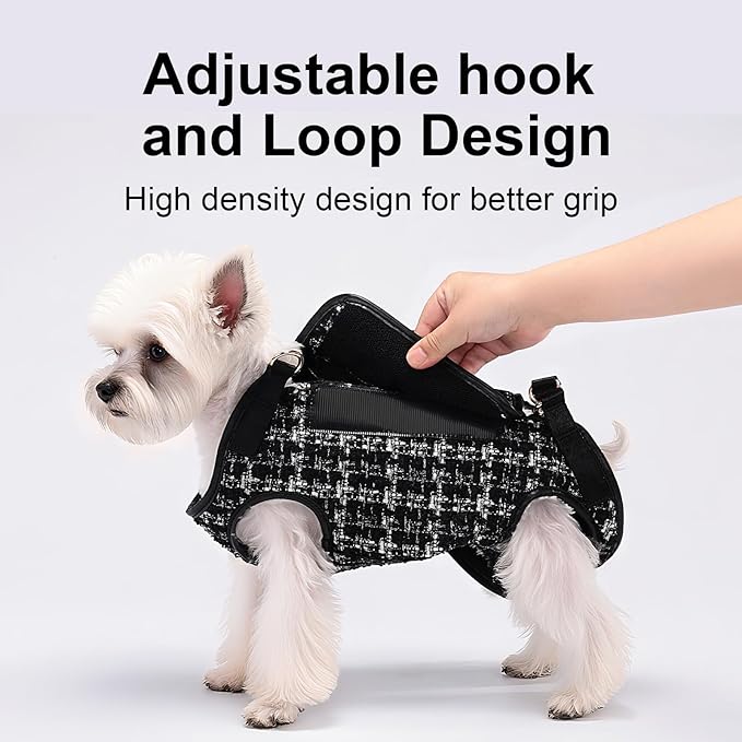 Wakytu Dog Lift Harness Dog Carrier Dog VES Harness Adjustable Dog Leash with Small Puppy Treat Bag（Black,M）