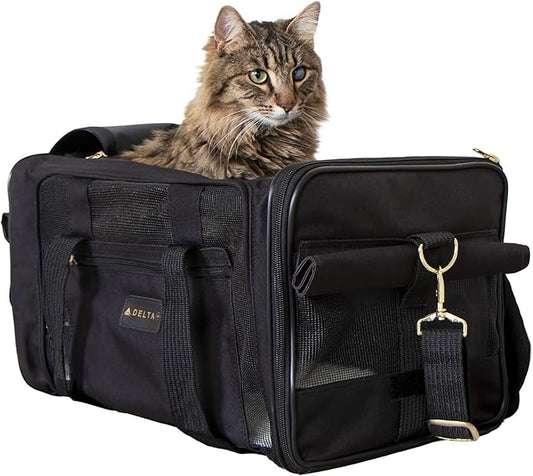 Sherpa Delta Airlines Travel Pet Carrier, Airline Approved & Guaranteed On Board - Black, Medium