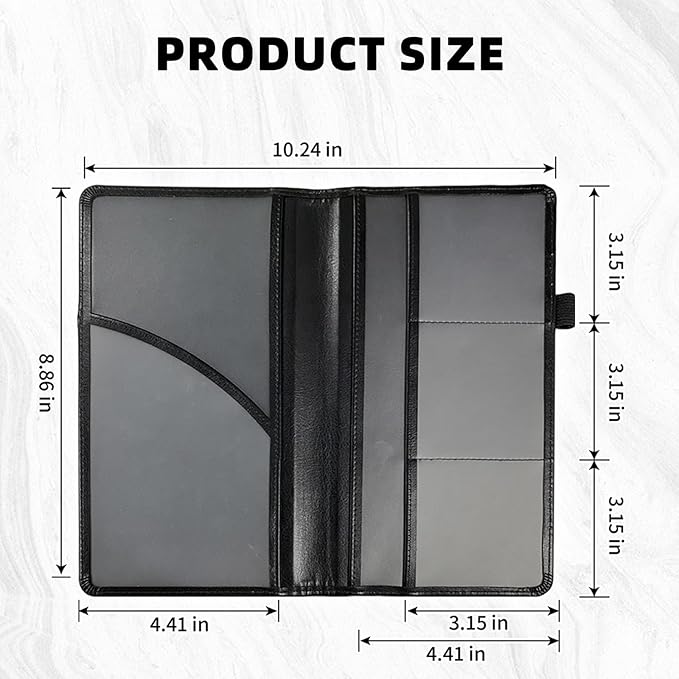 Car Registration and Insurance Holder PU Leather Vehicle Insurance and Registration Holders Wallet Case with Elastic Band Closure for ID Card, Driving Licence, Black and White Cow Print