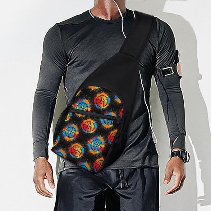 SWEET TANG Unisex Unique Chest Bag Gym Sack Fashion Sling Shoulder Backpack Outdoor Sports Daypack Basketball Paint, Multipurpose Adjustable Bag for Daily Use