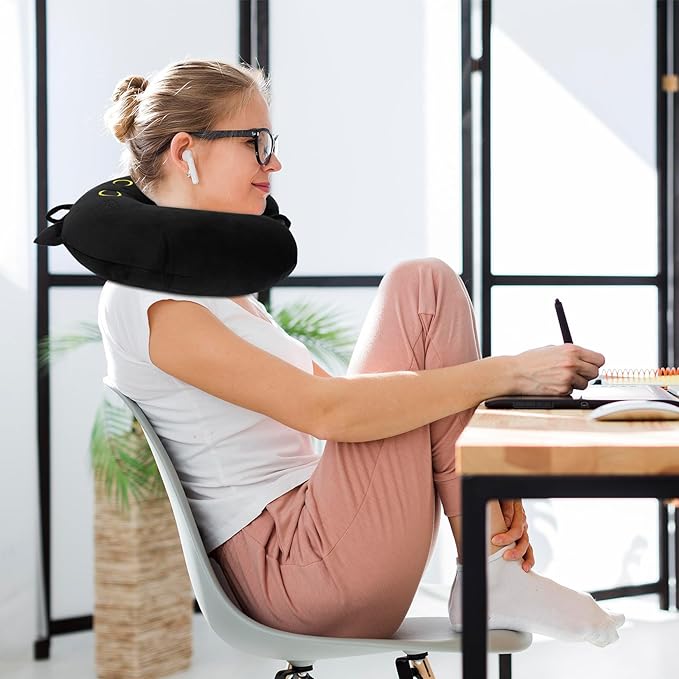 Kids Travel Pillow, Black Cat Cartoon Headrest & Neck Pillow for Kids Boys, Soft U Shaped Travel Pillow for Kids,Airplanes, Cars, Long Trips, Home