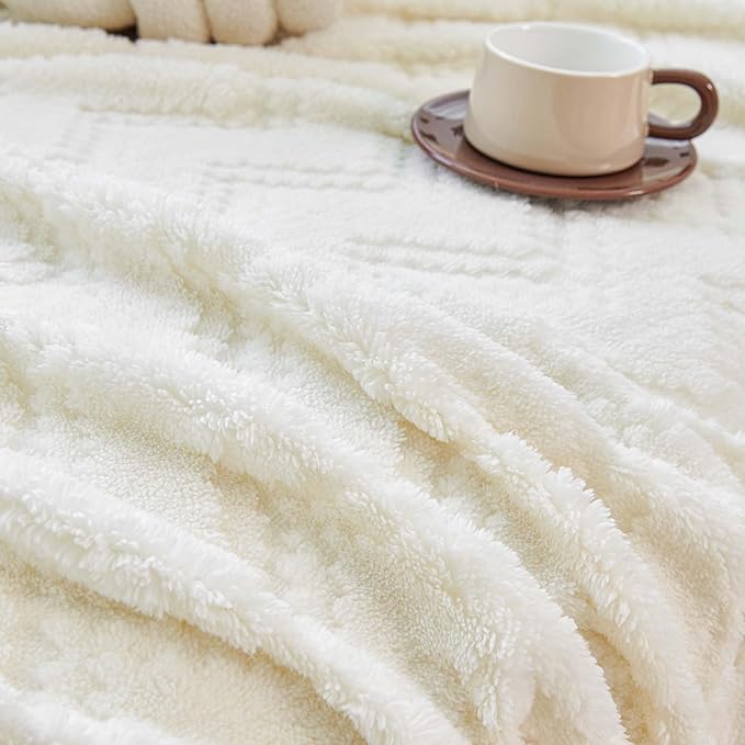 Sherpa Fleece Couch Cover for 3 Cushion Sofa, Beige, 71" x 134" - Pet Proof Sofa Covers Heavy Duty Scratch Resistant Pet Friendly Furniture Cover - Easy Install, Machine Washable
