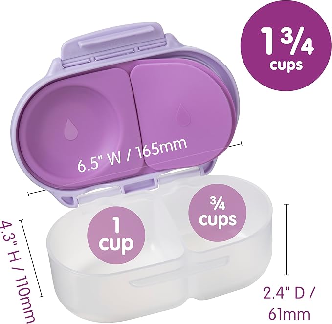 b.box Snack Box - Leakproof Mini Bento Box for Kids & Toddlers, 2 Compartment Snack Containers for Kids, Lunch Containers, Dishwasher Safe, BPA Free, PFAS Free, Ages 4m+, 1 3/4 Cup - Emerald Forest