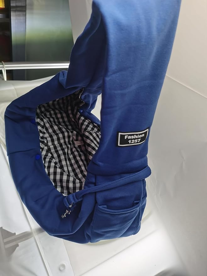 CYBERNOVA Small Pet Dog Cat Sling Carrier for 3-15lbs, with Pocket,Hand-Free Pet Bag Dog Cat Puppy Carry Bag for Travel and Walking Outdoor (Blue)