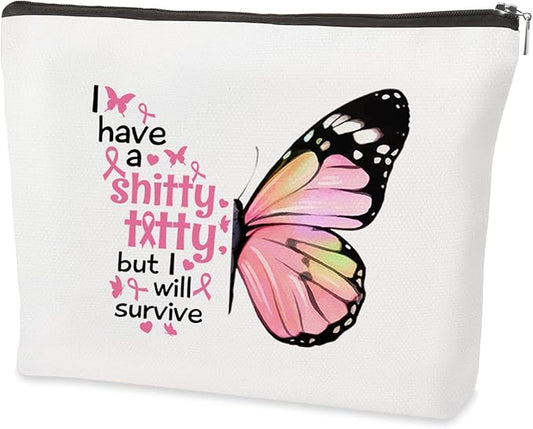 Breast Cancer Awareness Accessories Make up Bag Breast Cancer Survivor Gifts for Woman Pink Ribbon Cosmetic bag Inspirational Gifts for Women Patients Comfort Gift for Mom Grandma Friends Coworkers