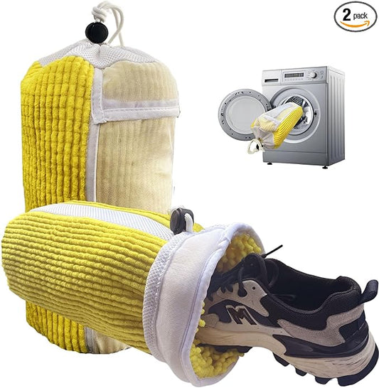 2Pcs Washing Machine Shoes Bag for Laundry Quick Easy Secure Cleaning Sneaker Casual Tennies shoes Reuasble and Durable