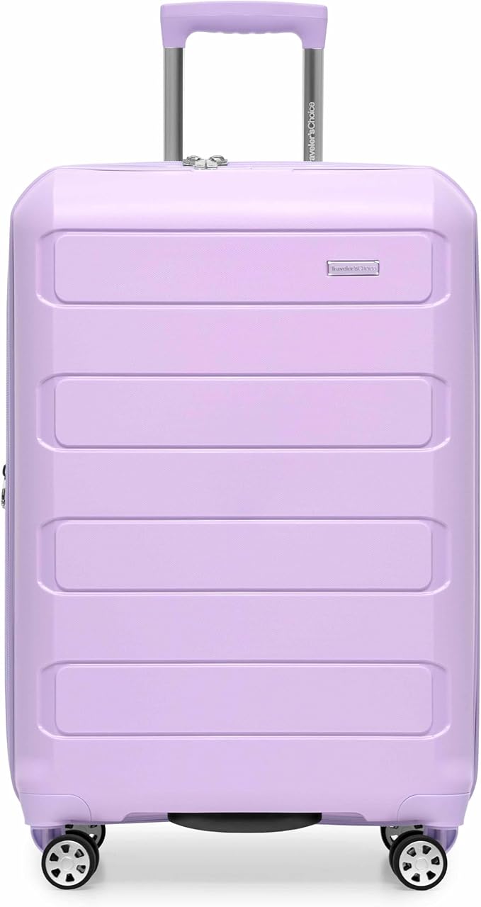 Traveler's Choice Pagosa Indestructible Hardshell Expandable Spinner Luggage, Lavender, 26-Inch Medium