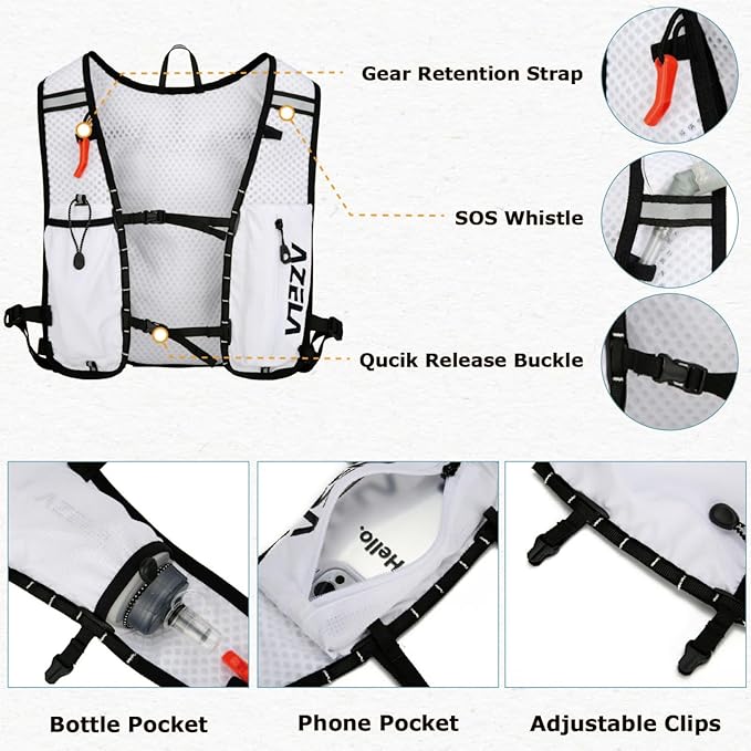 YAPJEB Lightweight Hydration Pack Backpack Vest, Optional 1.5L 2L BPA Free Water Bladder - Leakproof Breathable for Men Women Running Hiking Cycling Marathon