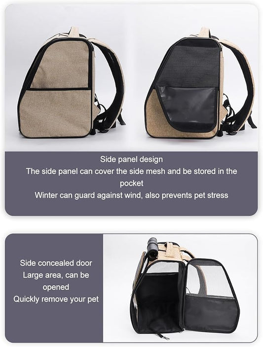 Carrying Backpack, Breathable Cat Carrier Backpack, Lightweight Portable Small Dog Backpack Carrier with Side, Ergonomic Travel for Cats and Small Dogs,